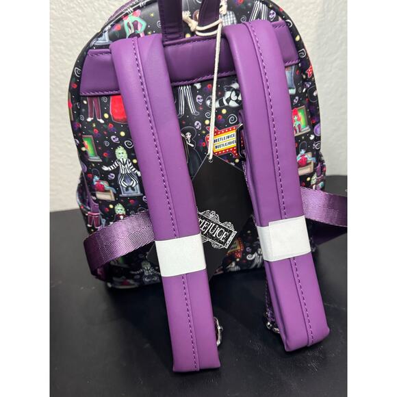 beeteljuice icons mini backpack Loungefly Beetlejuice Icons Mini Backpack All Over Print NWT Purple AOP